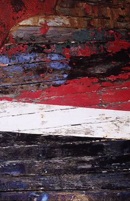 Abstract close up of peeling boat paint
