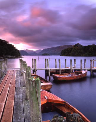 Dawn boats on Derwent water, Keswick