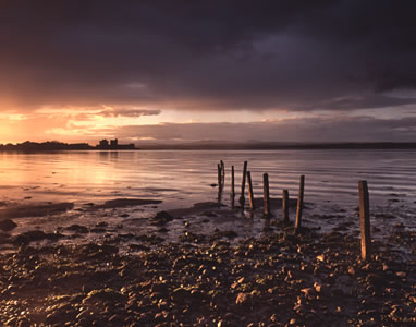 Sunset over Blackness castle, near Edinburgh