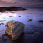 Gullane rocks bathed in fading light